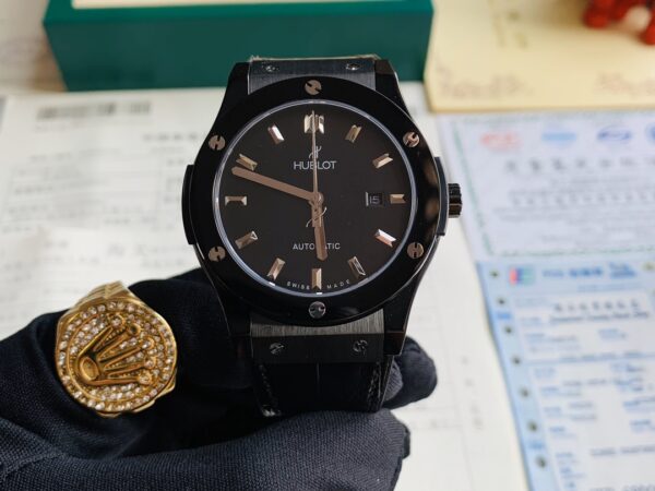 Hublot 42mm luxury watch Citizen movt (black)